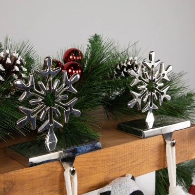 Northlight Set Of 2 Solid Silver Snowflake Cutout Christmas Metal Stocking Holders 6.5" 1 Northlight Set Of 2 Solid Silver Snowflake Cutout Christmas Metal Stocking Holders 6.5"