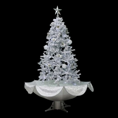 Northlight Lighted Musical Snowing Artificial White Tinsel Christmas Tree - 6' - White LED Lights 2 Northlight Lighted Musical Snowing Artificial White Tinsel Christmas Tree - 6' - White LED Lights - Image 2