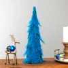 Northlight Two-Tone Layered Glitter Feather Cone Tree Christmas Decoration - 19.5" - Turquoise