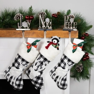 Northlight Peace, Joy And Noel Metal Christmas Stocking Holders - 6.5" - Set Of 3 1 Northlight Peace, Joy And Noel Metal Christmas Stocking Holders - 6.5" - Set Of 3