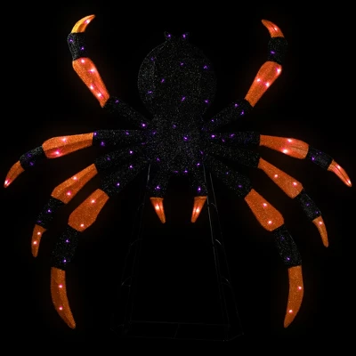 Northlight Lighted Spider Halloween Decoration - 4.5' - Black And Orange - Purple LED Lights 2 Northlight Lighted Spider Halloween Decoration - 4.5' - Black And Orange - Purple LED Lights - Image 2