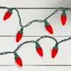 Northlight 50ct Red LED C7 Faceted Christmas Lights, 21ft Green Wire