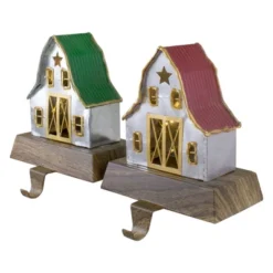 Northlight Set Of 2 LED Lighted Galvanized Barn Christmas Stocking Holders 5.5" -Holiday Decoration Store GUEST 4517eb7f 144a 4c58 b04f 61a8aecc04cf