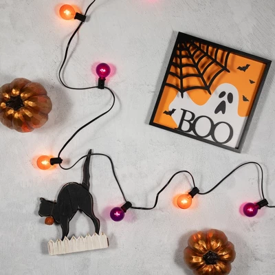 Northlight G40 Globe Halloween Lights - Orange And Purple - 9' Black Wire - 10ct 1 Northlight G40 Globe Halloween Lights - Orange And Purple - 9' Black Wire - 10ct