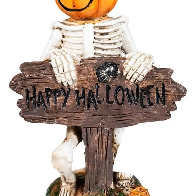 Northlight Jack-O-Lantern Skeleton In Witch's Hat And Happy Halloween Sign - 9.5" 5 Northlight Jack-O-Lantern Skeleton In Witch's Hat And Happy Halloween Sign - 9.5" - Image 5