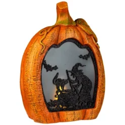 Northlight Witch Stirring Flickering Cauldron Scene Inside Pumpkin Halloween Decoration - 13" - LED Orange Light -Holiday Decoration Store GUEST 49ab7b74 6720 4d9c 8517 359d84de6b7c