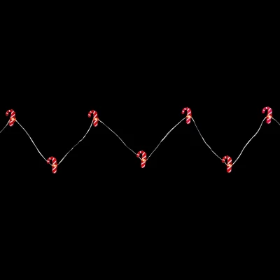 Northlight 20-Count LED Candy Cane Christmas Fairy Lights, 6.5 Ft Silver Wire 2 Northlight 20-Count LED Candy Cane Christmas Fairy Lights, 6.5 Ft Silver Wire - Image 2