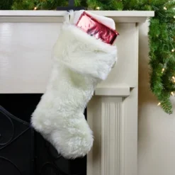 Northlight 20" Ivory White Soft Faux Fur Decorative Christmas Stocking
