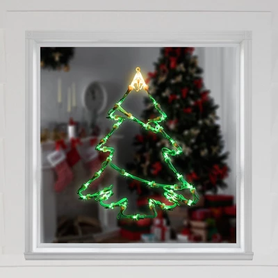 Northlight Lighted Christmas Tree Window Silhouette Decoration - 15" - Green And Yellow Lights 2 Northlight Lighted Christmas Tree Window Silhouette Decoration - 15" - Green And Yellow Lights - Image 2