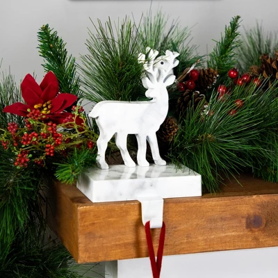 Northlight Marbled Standing Deer Christmas Stocking Holder - 7.5" - White And Black 2 Northlight Marbled Standing Deer Christmas Stocking Holder - 7.5" - White And Black - Image 2