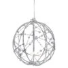 Northlight 8" LED Lighted Silver Wired Christmas Hanging Ball Decoration - Warm White Lights