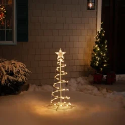 Northlight Lighted Outdoor Spiral Christmas Cone Tree With Star - 3' - Clear Lights -Holiday Decoration Store GUEST 50126877 40c8 49bd 9352 b7205254849d