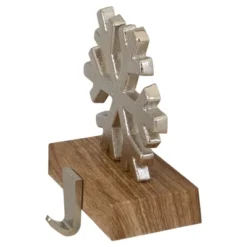 Northlight 6" Silver Snowflake On Wood Look Base Christmas Stocking Holder -Holiday Decoration Store GUEST 542f9942 bca3 44ca 94e4 69648861c34a