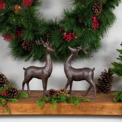 Northlight Standing Deer Christmas Decorations - 14" - Brown - Set Of 2 1 Northlight Standing Deer Christmas Decorations - 14" - Brown - Set Of 2