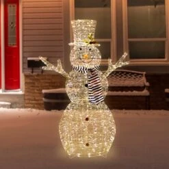 Northlight 48" LED Lighted Silver Mesh Snowman Outdoor Twinkling Christmas Decoration