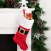 Northlight 20" Red And White Velveteen Santa Claus Belt Buckle Christmas Stocking