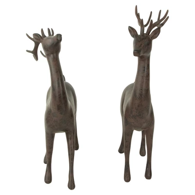 Northlight Standing Deer Christmas Decorations - 14" - Brown - Set Of 2 5 Northlight Standing Deer Christmas Decorations - 14" - Brown - Set Of 2 - Image 5