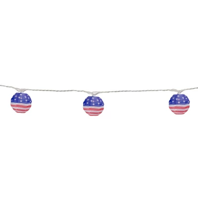 Northlight American Flag Paper Lantern Patriotic Patio Lights - 8.5' - White Wire - 10ct 4 Northlight American Flag Paper Lantern Patriotic Patio Lights - 8.5' - White Wire - 10ct - Image 4