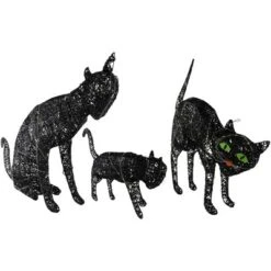 Northlight LED Lighted Black Cat Family Outdoor Halloween Decorations - 27.5" - Set Of 3 -Holiday Decoration Store GUEST 5883697a e205 4dce bdca 53272e002aca