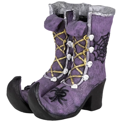 Northlight Ceramic Witch's Boots Halloween Decoration - 15" - Purple 2 Northlight Ceramic Witch's Boots Halloween Decoration - 15" - Purple - Image 2