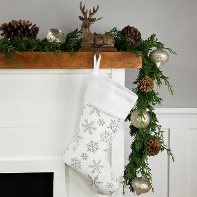 Northlight 19" White And Silver Snowflakes Christmas Stocking 1 Northlight 19" White And Silver Snowflakes Christmas Stocking