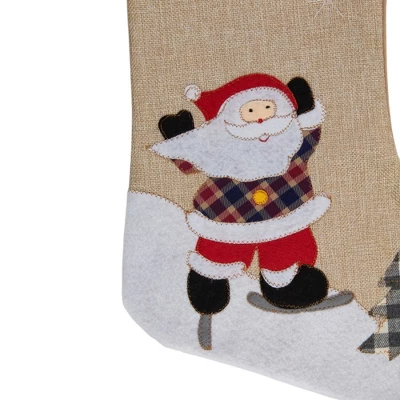 Northlight 19" Beige And Red Burlap "Ho Ho Ho" Santa Claus Christmas Stocking 2 Northlight 19" Beige And Red Burlap "Ho Ho Ho" Santa Claus Christmas Stocking - Image 2