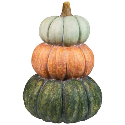 Northlight Tri-Color Pumpkin Stack Fall Harvest Decoration - 19" 2 Northlight Tri-Color Pumpkin Stack Fall Harvest Decoration - 19" - Image 2