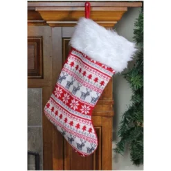 Northlight Nordic Print With Faux Fur Cuff Christmas Stocking - Red/White -Holiday Decoration Store GUEST 60a797be 6c6d 4aed 9cfd 58e681e77dd9