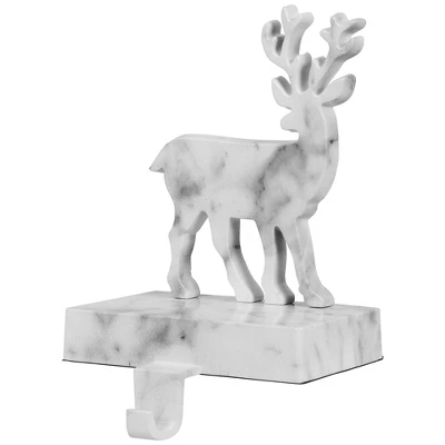 Northlight Marbled Standing Deer Christmas Stocking Holder - 7.5" - White And Black 4 Northlight Marbled Standing Deer Christmas Stocking Holder - 7.5" - White And Black - Image 4