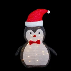 Northlight 28" LED Lighted Tinsel Penguin In Santa Hat Outdoor Christmas Decoration -Holiday Decoration Store GUEST 6283f4c9 7ed6 435d 9c33 5003d183e42b