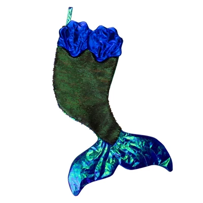 Northlight 24" Green And Black Sequined Iridescent Mermaid Christmas Stocking 2 Northlight 24" Green And Black Sequined Iridescent Mermaid Christmas Stocking - Image 2