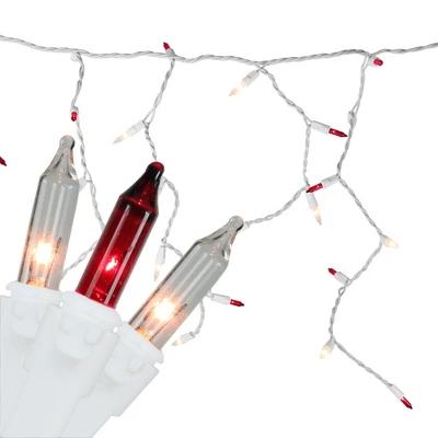 Northlight Mini Icicle Incandescent Christmas Lights - Red And Clear - 8.75' White Wire - 150ct 1 Northlight Mini Icicle Incandescent Christmas Lights - Red And Clear - 8.75' White Wire - 150ct
