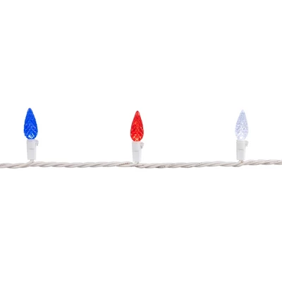 Northlight Patriotic LED C6 Faceted Christmas Lights - Red, White And Blue - 16.5' White Wire - 50ct 3 Northlight Patriotic LED C6 Faceted Christmas Lights - Red, White And Blue - 16.5' White Wire - 50ct - Image 3