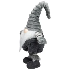Northlight Bouncy Gnome Figure Christmas Decoration - 18" - Gray And White