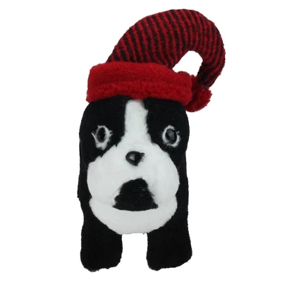 Northlight Plush Standing Bulldog With Striped Hat And Collar Christmas Decoration - 11.5" 1 Northlight Plush Standing Bulldog With Striped Hat And Collar Christmas Decoration - 11.5"