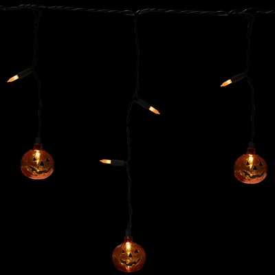 Northlight LED Lighted Pumpkin Halloween Curtain Icicle Lights - Orange - 5.25' Black Wire - 25ct 3 Northlight LED Lighted Pumpkin Halloween Curtain Icicle Lights - Orange - 5.25' Black Wire - 25ct - Image 3