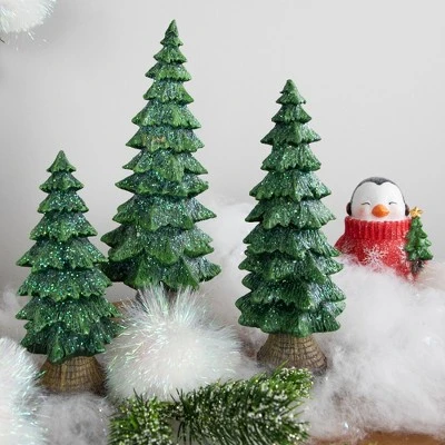 Northlight Glittered Pine Tree Christmas Decoration - 9.5" 1 Northlight Glittered Pine Tree Christmas Decoration - 9.5"