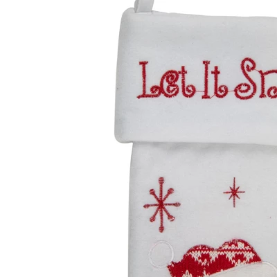 Northlight 19" Red And White "Let It Snow" Santa Claus Embroidered Christmas Stocking 2 Northlight 19" Red And White "Let It Snow" Santa Claus Embroidered Christmas Stocking - Image 2