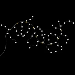 Northlight LED Lighted B/O Pom Pom Garland Christmas Lights - Warm White - 4.25' Clear Wire - 10ct