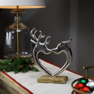 Northlight Heart Shaped Kissing Reindeer Metal Christmas Decoration - 10" 1 Northlight Heart Shaped Kissing Reindeer Metal Christmas Decoration - 10"