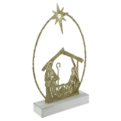 Northlight LED Lighted Glitter Holy Family Nativity Scene Christmas Decoration - 14" 2 Northlight LED Lighted Glitter Holy Family Nativity Scene Christmas Decoration - 14" - Image 2