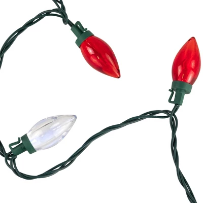 Northlight 25ct Red And Pure White LED C9 Christmas Lights, 16ft Green Wire 5 Northlight 25ct Red And Pure White LED C9 Christmas Lights, 16ft Green Wire - Image 5