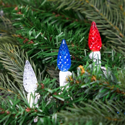 Northlight Patriotic LED C6 Faceted Christmas Lights - Red, White And Blue - 16.5' White Wire - 50ct 2 Northlight Patriotic LED C6 Faceted Christmas Lights - Red, White And Blue - 16.5' White Wire - 50ct - Image 2