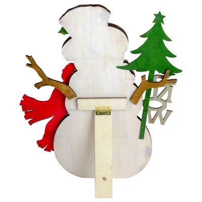 Northlight Snowman With "Snow" And Pine Tree Sign Wooden Christmas Decoration - 18" 2 Northlight Snowman With "Snow" And Pine Tree Sign Wooden Christmas Decoration - 18" - Image 2