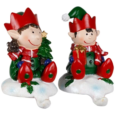 Northlight Festive Elves Christmas Stocking Holders - 5" - Set Of 2 4 Northlight Festive Elves Christmas Stocking Holders - 5" - Set Of 2 - Image 4