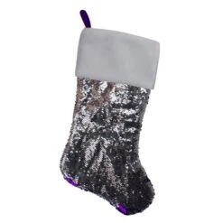 Northlight 23" Purple And Silver Reversible Sequined Christmas Stocking With Faux Fur Cuff -Holiday Decoration Store GUEST 759e5953 5677 4db4 b369 5c4c41ee33f0