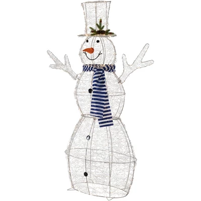 Northlight 48" LED Lighted Silver Mesh Snowman Outdoor Twinkling Christmas Decoration 3 Northlight 48" LED Lighted Silver Mesh Snowman Outdoor Twinkling Christmas Decoration - Image 3