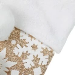 Northlight 20.5" Glittered Gold Christmas Stocking With Snowflakes And Pom Poms -Holiday Decoration Store GUEST 7618df77 49f6 4079 a7be 9d71ac879cf4