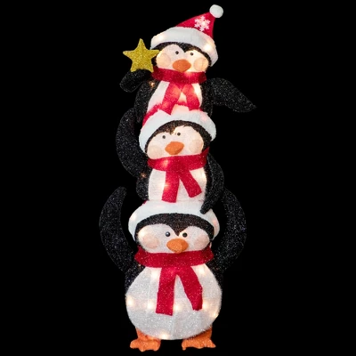 Northlight 41" Lighted Stacked Penguin Family Outdoor Christmas Decoration 2 Northlight 41" Lighted Stacked Penguin Family Outdoor Christmas Decoration - Image 2