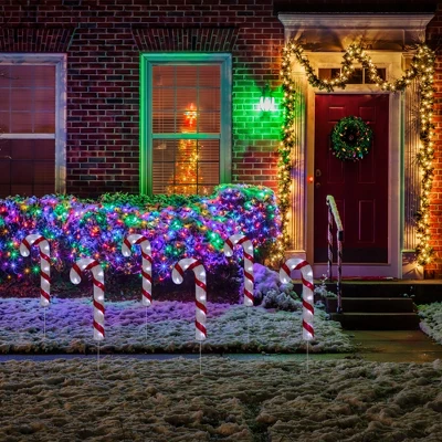Northlight Lighted Candy Cane Christmas Pathway Lawn Stakes - 20" - Set Of 3 1 Northlight Lighted Candy Cane Christmas Pathway Lawn Stakes - 20" - Set Of 3